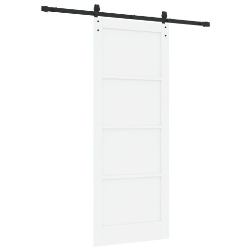 Csúszó ajtó és szerelő készlet Fehér 83x211 cm szilárd fa fenyő
