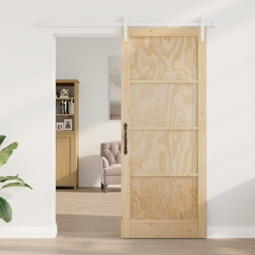 Csúszó Ajtó 2 db Természetes és fehér Tömör fenyőfa 86 x 211 cm