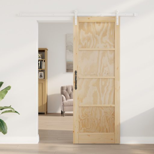 Csúszó Ajtó Felszerelés Készlettel 78x211 cm Masszív Fa Fenyő