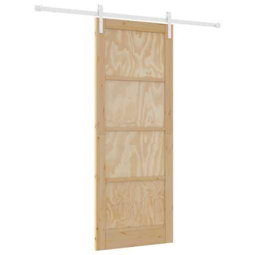 Csúszó Ajtó és Tartozék Készlet 83x211 cm Szilárd Fa Fenyő