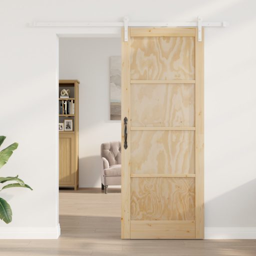 Csúszó Ajtó és Tartozék Készlet 83x211 cm Szilárd Fa Fenyő