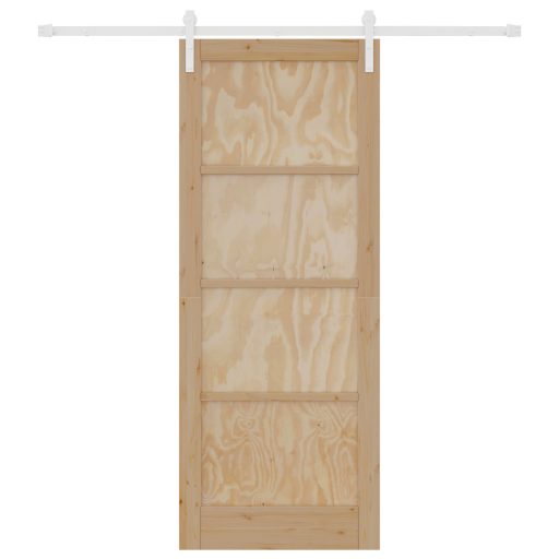 Csúszó Ajtó és Tartozék Készlet 83x211 cm Szilárd Fa Fenyő