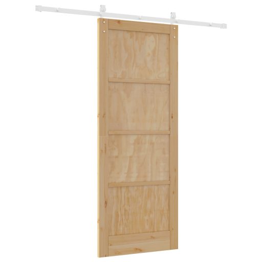 Csúszó Ajtó és Tartozék Készlet 83x211 cm Szilárd Fa Fenyő