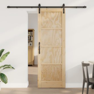  Csúszó Ajtó Felszerelési Készlettel 73.5x211 cm Szilárd Fa Fenyő