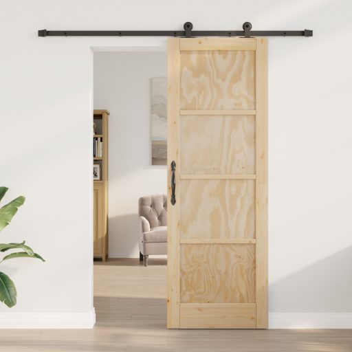 Csúszóajtó Szerelvény Készlettel 73,5 x 211 cm Tömör Fenyő