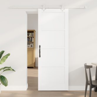   Csúszó ajtó akasztószettel fehér 78x211 cm szilárd fenyőből