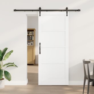  Csúszó Ajtó Felszerelés Készlettel Fehér 83x202 cm Tömbfából