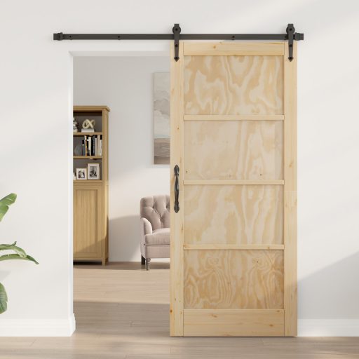 Csúszó ajtó alkatrész készlettel 86x211 cm Szilárd fából készült vörösfenyő