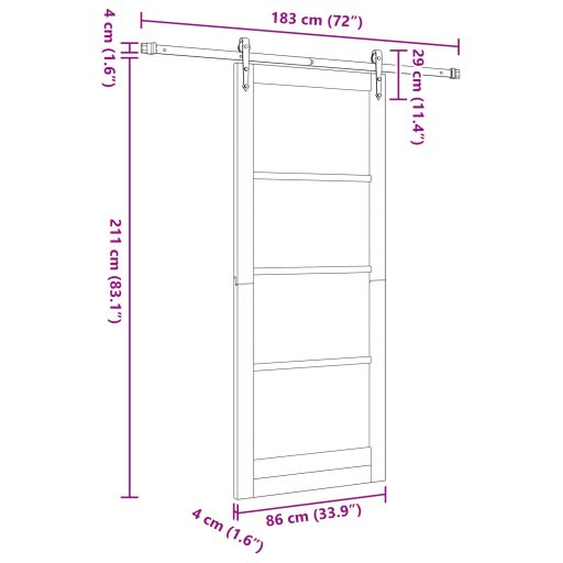 Csúszó ajtó alkatrész készlettel 86x211 cm Szilárd fából készült vörösfenyő