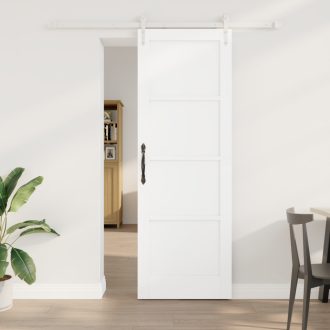  Csúszó Ajtó Felszerelési Készlettel Fehér 73.5x211 cm Tömb Fa Fenyő