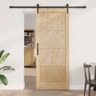   Csúszó Ajtó felszerelési készlettel 86x211 cm Tömör Fenyőfa