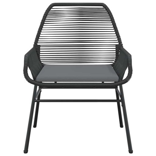 5 részes fekete polyrattan üveg kerti étkezőgarnitúra párnákkal