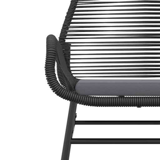 5 részes fekete polyrattan üveg kerti étkezőgarnitúra párnákkal
