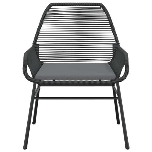 5 részes fekete polyrattan üveg kerti étkezőgarnitúra párnákkal