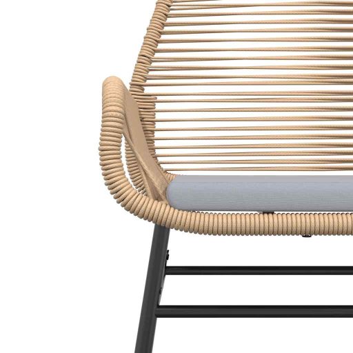 5 észes barna polyrattan üveg kerti étkezőgarnitúra párnával