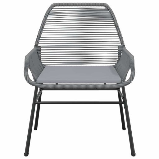 3 részes szürke polyrattan üveg kerti étkezőgarnitúra párnával