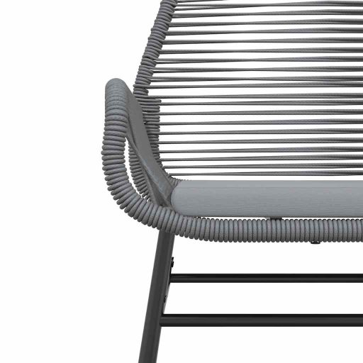 3 részes szürke polyrattan üveg kerti étkezőgarnitúra párnával