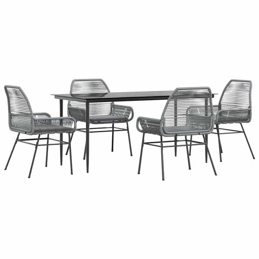 5 részes szürke polyrattan üveg kerti étkezőgarnitúra párnával