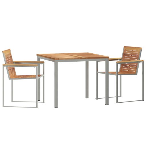3 Darabos Kerti Étkezőszett Tömör Teak Fából