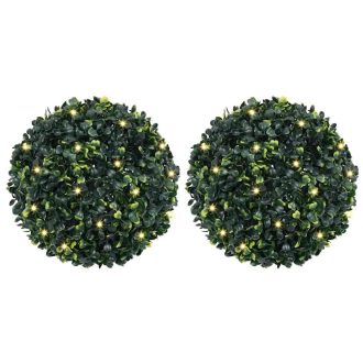   2 db zöld mesterséges boxwood gömbök LED fényekkel 45 cm