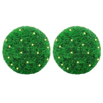   2 db zöld mesterséges boxwood gömbök LED fényekkel 52 cm