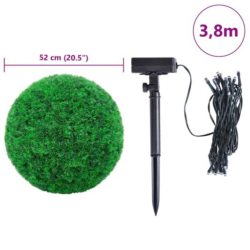 2 db zöld mesterséges boxwood gömbök LED fényekkel 52 cm