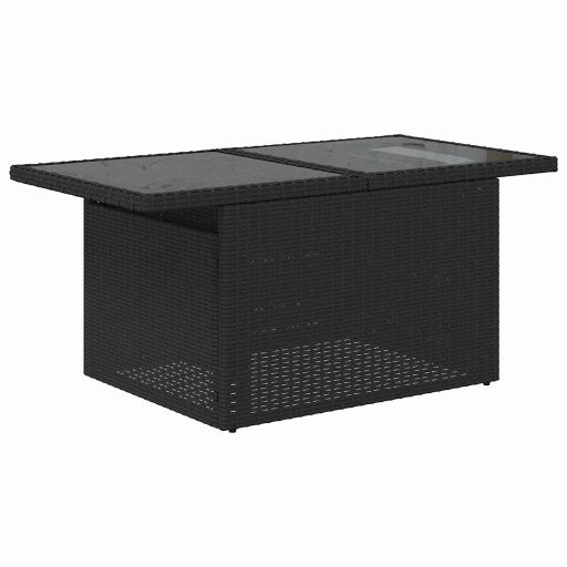 9 db-os kerti kanapé szett párnákkal, fekete poly rattan