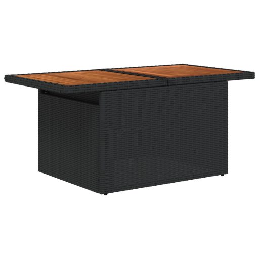 10 darabos kert étkező szett párnákkal fekete poly rattan akáciából