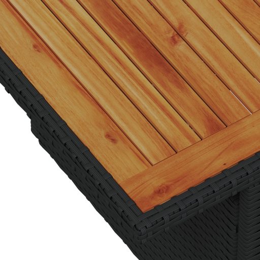 10 darabos kert étkező szett párnákkal fekete poly rattan akáciából