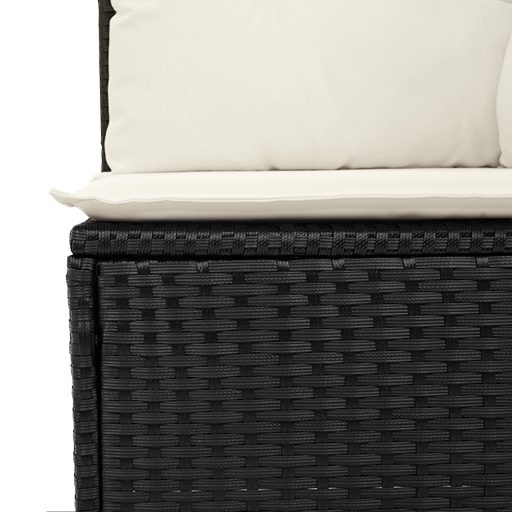 10 darabos kert étkező szett párnákkal fekete poly rattan akáciából