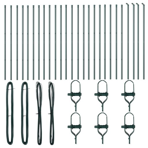Kerítésoszlopok 26 db Zöld Ø32 mm 200 cm Galvanizált Acél