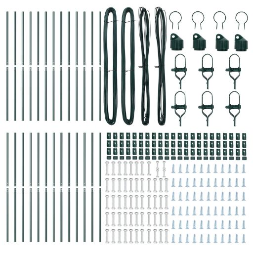 Kerítésoszlopok 26 db Zöld Ø32 mm 200 cm Galvanizált Acél