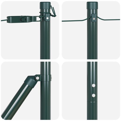 Kerítésoszlopok 26 db Zöld Ø32 mm 200 cm Galvanizált Acél