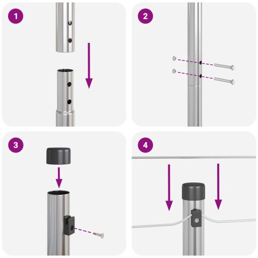 Kerítés Oszlopok 52 db Ø32 mm 210 cm Horganyzott acél