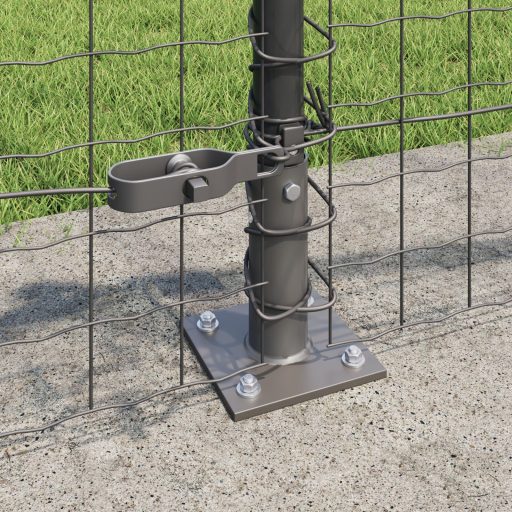 Kerítésoszlopok Alaplemezekkel 52 db Ø32mm 50cm Horganyzott Acél