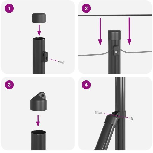 Kerítésoszlopok Alaplemezekkel 52 db Ø32mm 50cm Horganyzott Acél