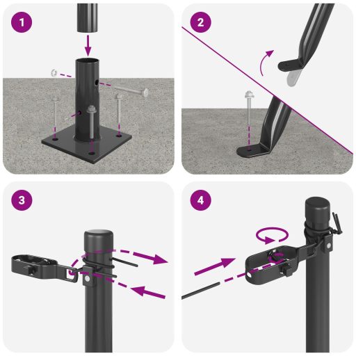 Kerítésoszlopok Alaplemezekkel 52 db Ø32mm 50cm Horganyzott Acél