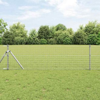   Kerítés oszlopokkal Szürke 0,4 x 25 m Porszórt horganyzott acél