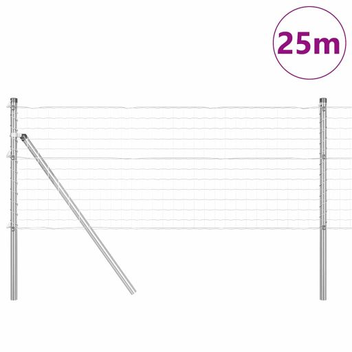 Kerítés oszlopokkal Szürke 0,4 x 25 m Porszórt horganyzott acél