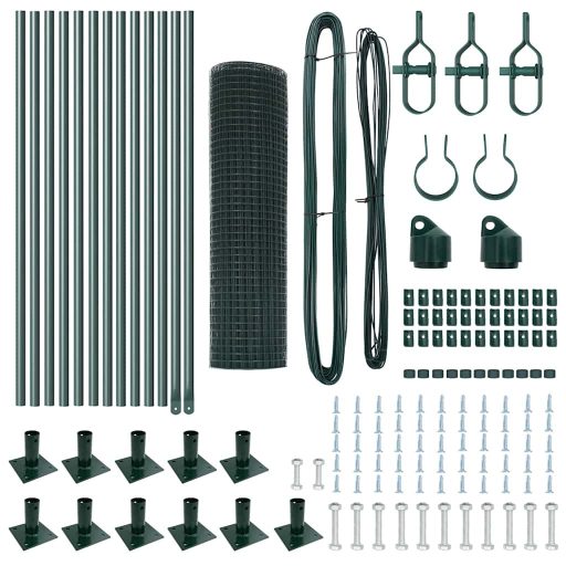 Hegesztett Háló Kerítés 13 Flanged Posts Zöld 0.5x25 m Acél