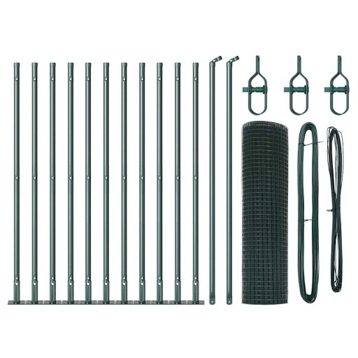 Kerítés Oszlop Készlet 2 db Zöld Fém 25 x 0.5 m Tartós