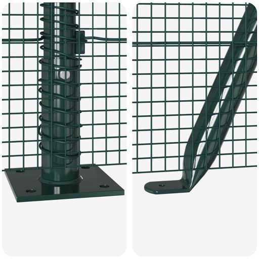 Hegesztett Drótháló Kerítés 13 Flenked Oszloppal Zöld 0.6x50 m Acél