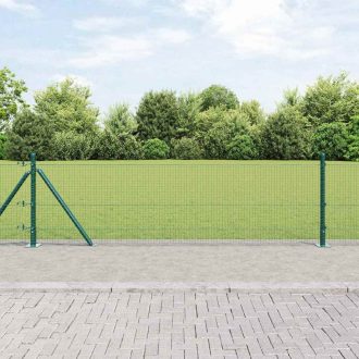   Hegesztett Drótkerítés 13 Flanged Oszloppal Zöld 0.6x100 m Acél