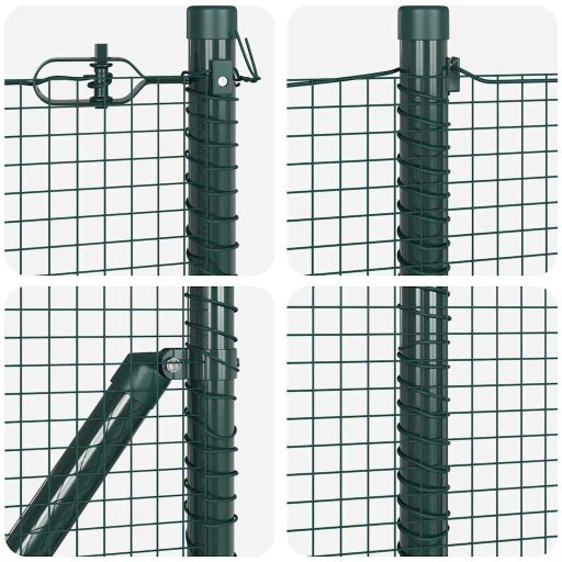 Hegesztett Drótkerítés 13 Flanged Oszloppal Zöld 0.6x100 m Acél