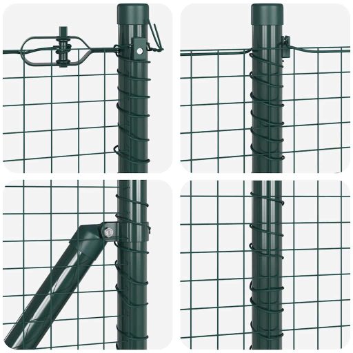 Hálós Kerítés 13 Flanged Posts Zöld 0.6x100 m Acél