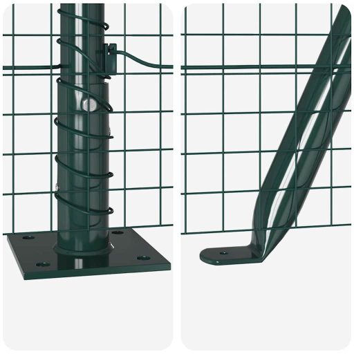 Hálós Kerítés 13 Flanged Posts Zöld 0.6x100 m Acél