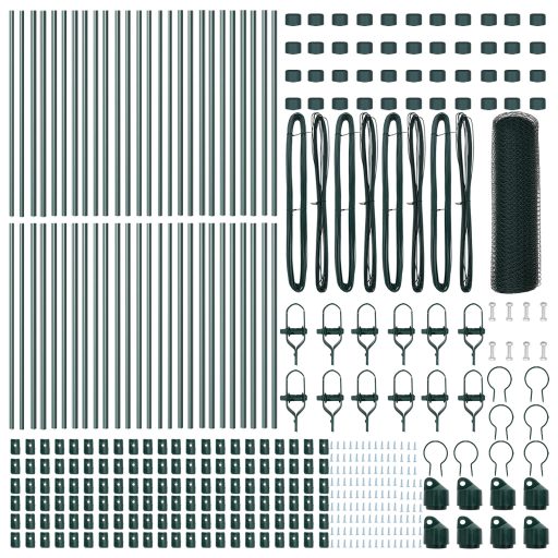 Hatszögletű Kerítés Zöld 0,8x100 m Acél,  Kerítésoszlopok 13 db Zöld Ø32 mm 120 cm Horganyzott Acél