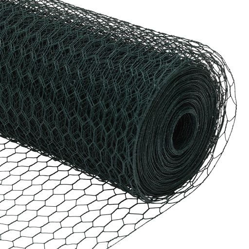 Hatszögű kerítés Zöld 1.5 x 100 m Acél,  Kerítés oszlopok 13 db Zöld Ø32 mm 200 cm Zártszelvény acél