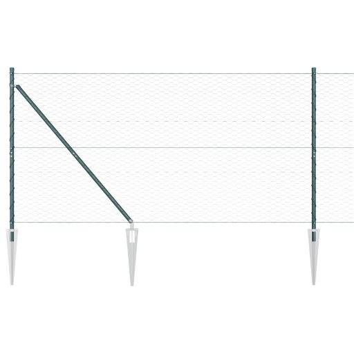 Hatszögű Kerítés zöld 1,2x10 m Acél,  Kerítésoszlopok Spike-kal 7 db Ø32 mm 140 cm Horganyzott Acél