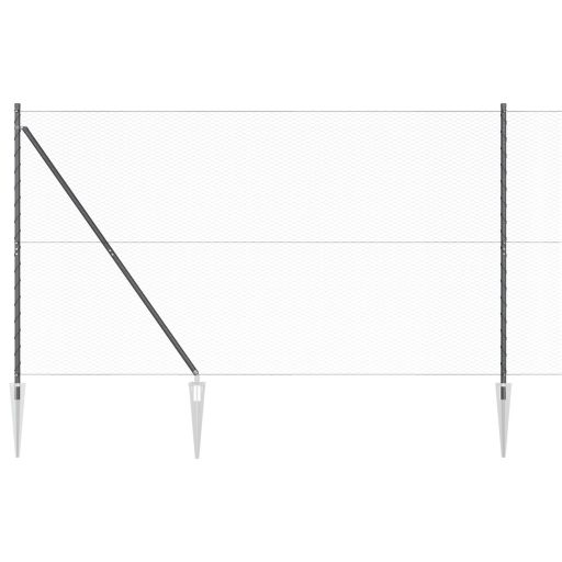 Hatszögű kerítés szürke 1.6x25 m acél,  Cölöpök cölöp rögzítővel 13 db Ø32 mm 180 cm horganyzott acél